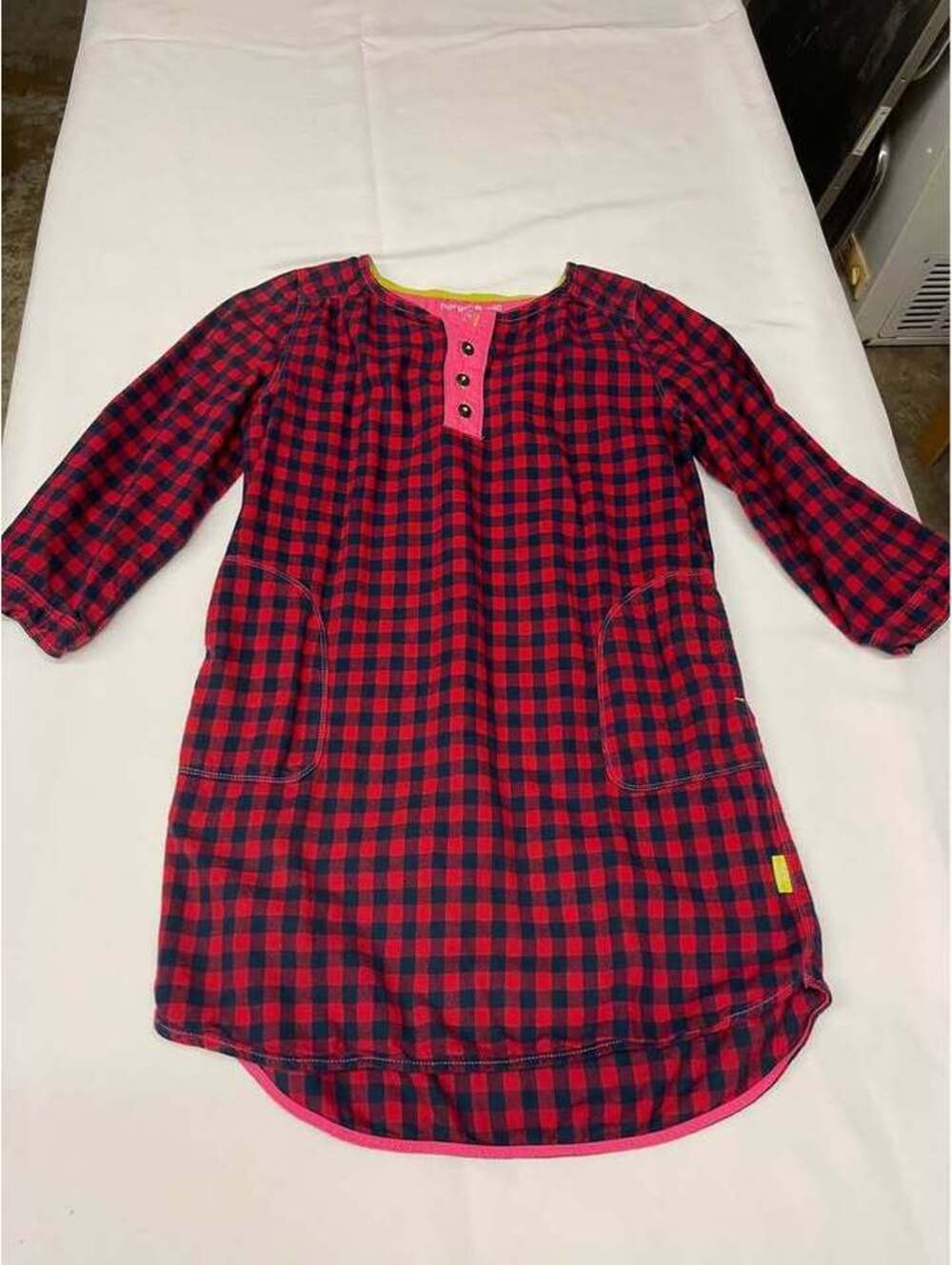 Morgan & Milo Girls Size 12 Red Navy Plaid Cotton Dress